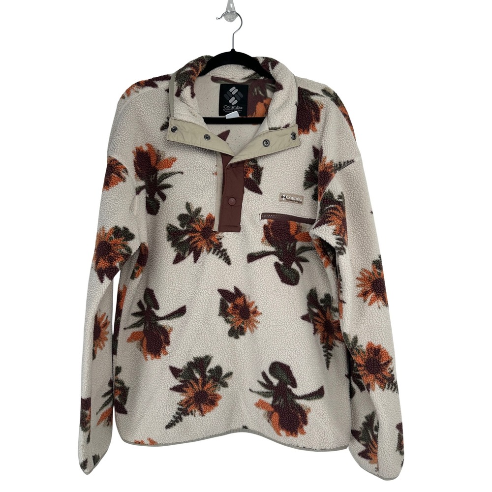 Columbia Helvetia Half Snap Fleece Pullover Sunflower Cream Medium Cozy Granola